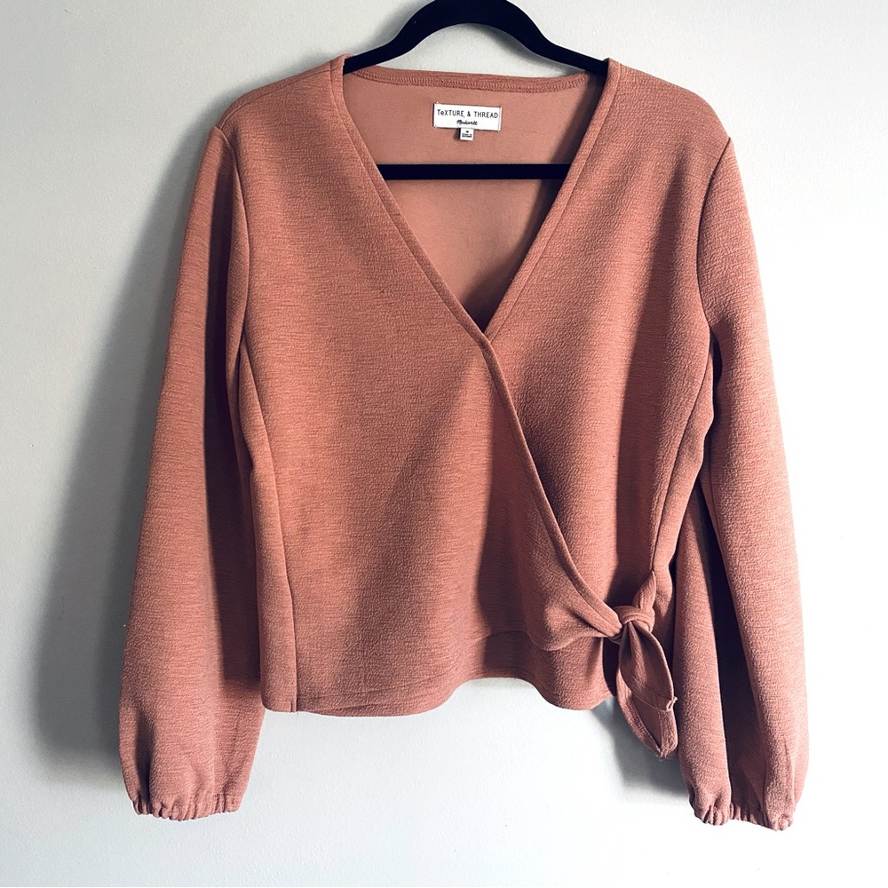 Texture & Thread Madewell Women's Terra Cotta Crepe Wrap Top Size Medium K3979